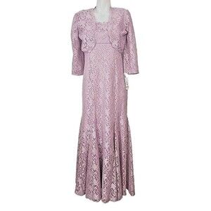 R & M Richards Mother Of The Bride Gown Dress Evening Formal Lace Purple 12 NWT